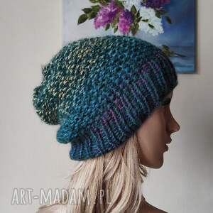 RĘCZNIE NA DRUTACH - Zorza - miła czapka z alpaką, rękodzieło