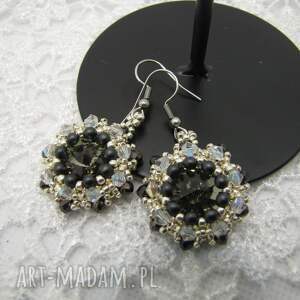 Ręcznie robione kolczyki z kryształkami Preciosa Black Diamond