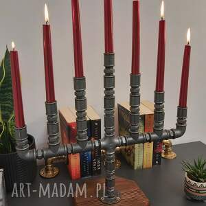 świecznik loftowy 7 - punktowy f007_1 w2 dekoracja stołu i wnętrza w stylu loft