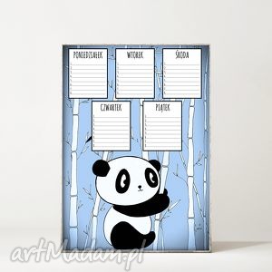 plan lekcji. panda miś lekcje szkoła plakat