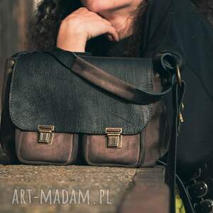 Prezent VANDA L. Skórzana torba postarzana skóra naturalna zamsz