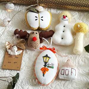 zestaw ozdób no 5 choinkę, mikołajki, renifer, prezent, mikołaja