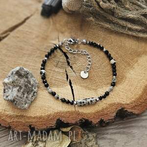 Bransoletka z onyksem i jaspisem dalmatyńskim handmade