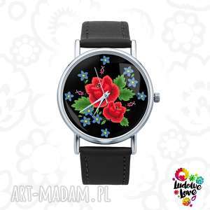zegarek z grafiką róże, polskie, wzory ludowe, folk, folklor