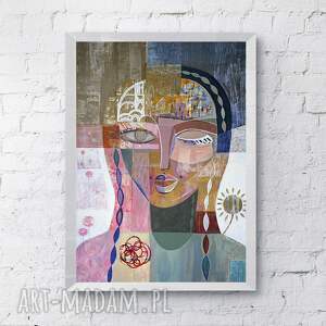 plakat A3 - dama z przymrużeniem oka wydruk, postać, twarz kobieta, portret