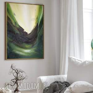 plakat - 50x70 cm abstrakcja, zielona głębia 1 0008, plakaty na ścianę