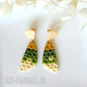 kolczyki smocza łuska - sztyft złoty, jesieniara niej made in poland edycja