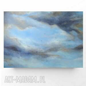 NIEBO - obraz akrylowy 50 x 70 cm z chmurami i ptakami