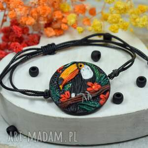 handmade sznurkowa bransoletka tukan z regulacją