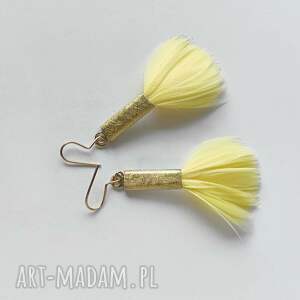 piórko kolczyki mosiądz, zmatowione