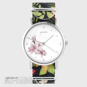 handmade zegarki zegarek - lilia kwiaty, nato