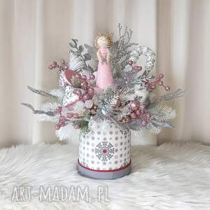 upominki na święta Stroik świąteczny z aniołkiem. Dekoracja na Boże