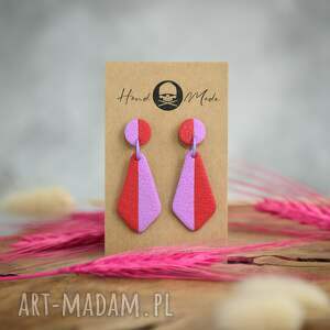 kolczyki zuza - fioletowo czerwone, wiszące