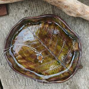 handmade ceramika ceramiczny talerzyk - liść paproci (c655)
