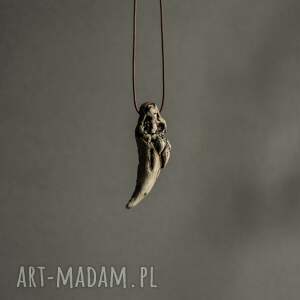 nordycki naszyjnik kieł, talizman z runą isa - Biżuteria wisiorki