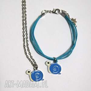 komplet - ślimak niebieski naszyjnik, bransoletka dla niej dziewczynki