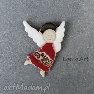 handmade magnesy uroczy ceramiczny magnes aniołek z wzorkiem