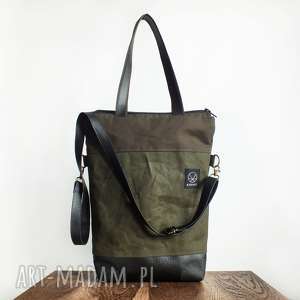 handmade na ramię torba na ramię double canvas khaki vegan