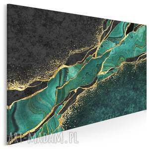 obraz na płótnie - marmur zielony złoty czarny 70x50 cm 99401 kamień