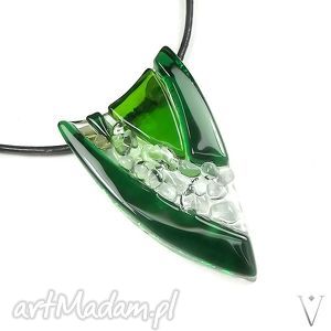 handmade wisiorki tulip green - wisior szklany - biżuteria autorska wykonana w technice