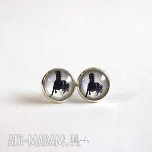 kolczyki - czarny koń - wkrętki, sztyfty - LiliArts