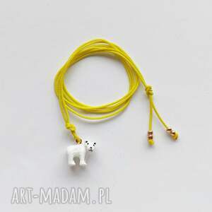 miś wisiorek koraliki szklane, sznurek