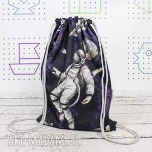 worek do przedszkola z imieniem astronauta granat, plecak dla przedszkolaka