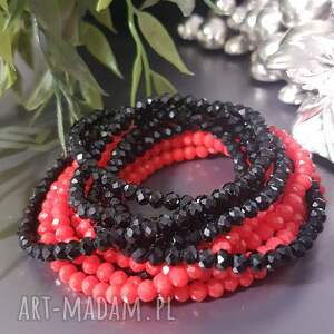handmade bransoletka kryształki czerwone i czarne bra24.2