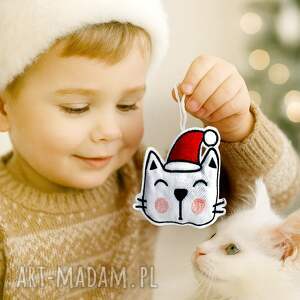 upominek na święta Haftowane ozdoby choinkowe koty - zawieszki