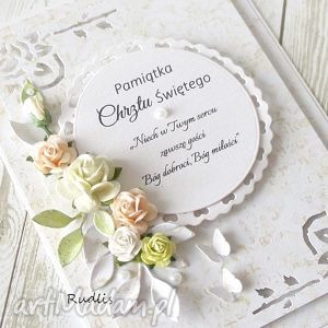 ręcznie zrobione scrapbooking kartki pamiątka chrztu świętego