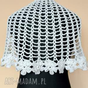 Pelerynka komunijna w kwiaty, z jedwabiem i kaszmirem (narzutka komunia, bolerko dla dziewczynki, ślub)