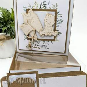 pamiątka chrztu świętego w pudełku - kartka ręcznie robiona z aniołkiem