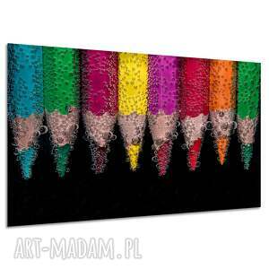 Obraz na płótnie Kredki i kolorowe krople wody 120x80 cm