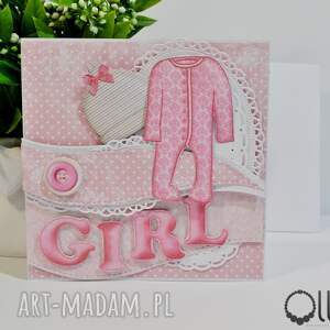kartka gratulacyjna z okazji narodzin - girl scrapbooking, rękodzieło