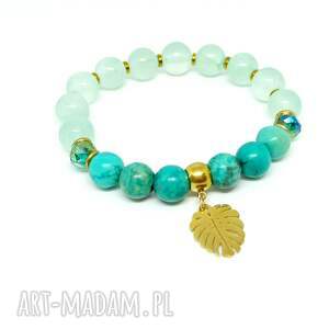 handmade bransoletka z kamieni naturalnych - turkus i jadeit