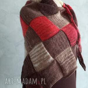 Prezent Chusta entralac i opaska nagłowę ę ręcznie robione na drutach