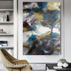 nowoczesny obraz do salonu abstrakcja olej na płótnie burza, obrazy