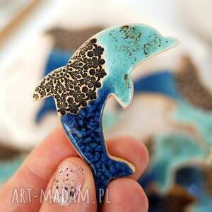 ceramiczny delfin - magnes na lodówkę magnesy ze zwierzętami, zwierzęta
