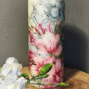 Prezent Świeca dekoracyjna 18 cm kwiaty, wiosna