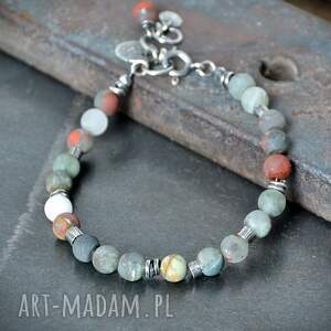 Prezent Bransoletka z heliotropem I, krwawnik, srebro oksydowane