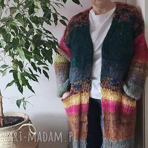 kardigan bohemian sweter, multikolorowy na prezent, swetry, drutach