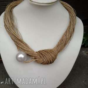 ręcznie wykonane naszyjniki lniany naszyjnik z białą perłą