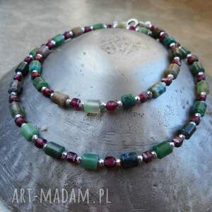 Prezent w moim ogrodzie, granaty, srebro, kamienie naturalne