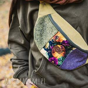 Patchworkowa nerka handmade z kieszenią na zamek