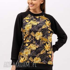 bluza basic raglan - zuhal czarna /w złote liście