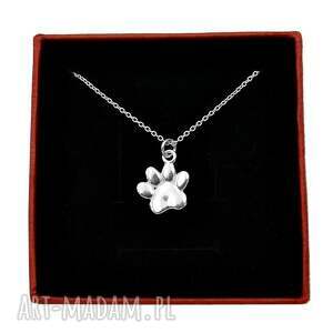 Srebrny naszyjnik srebro 925 łapa łapka psa kota pudełko