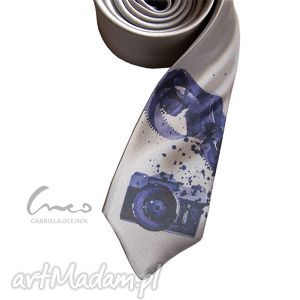 handmade krawaty krawat z nadrukiem - foto (szary)