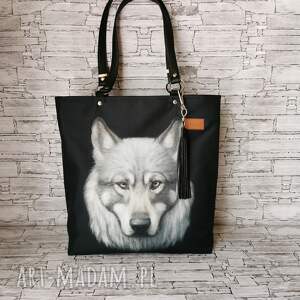 handmade na ramię torebka damska shopper bag zamykana na ramię - wilk 3