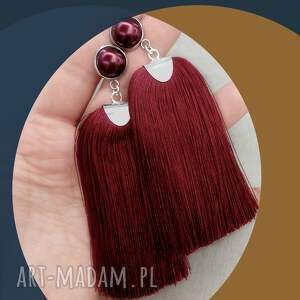 kolczyki z chwostami w bordo - Bead Story