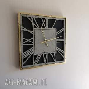 handmade zegary zegar ścienny betonowy kwadratowy 60x60cm złoty loft vintage klasyczny